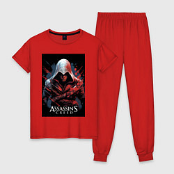 Пижама хлопковая женская Assassins creed красные пятна, цвет: красный