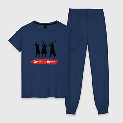 Пижама хлопковая женская Depeche Mode - Spirit band logos, цвет: тёмно-синий