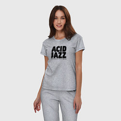 Пижама хлопковая женская Acid jazz in black, цвет: меланж — фото 2