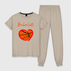 Пижама хлопковая женская Basket love, цвет: миндальный