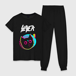 Пижама хлопковая женская Slayer rock star cat, цвет: черный