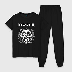 Пижама хлопковая женская Megadeth rock panda, цвет: черный