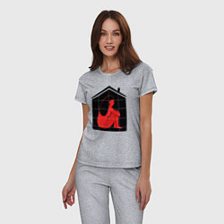 Пижама хлопковая женская Сижу дома, цвет: меланж — фото 2