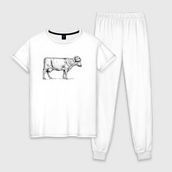 Женская пижама Новогодняя корова сбоку