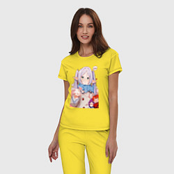 Пижама хлопковая женская Sousou no Frieren: Heart, цвет: желтый — фото 2