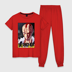 Пижама хлопковая женская Saitama blood, цвет: красный