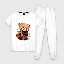 Пижама хлопковая женская The Red Panda, цвет: белый