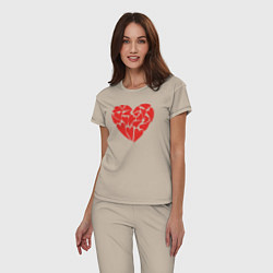 Пижама хлопковая женская Hearts of love, цвет: миндальный — фото 2