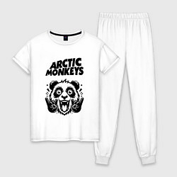 Пижама хлопковая женская Arctic Monkeys - rock panda, цвет: белый