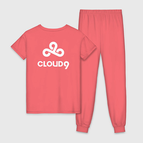 Женская пижама Cloud9 - white logo / Коралловый – фото 2