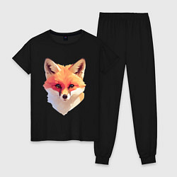 Пижама хлопковая женская Foxs head, цвет: черный