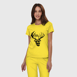 Пижама хлопковая женская True Detective: Deer Skull, цвет: желтый — фото 2