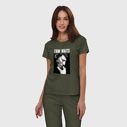 Пижама хлопковая женская Tom Waits in abstract graphics, цвет: меланж-хаки — фото 2