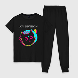Пижама хлопковая женская Joy Division rock star cat, цвет: черный