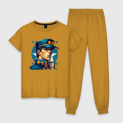 Пижама хлопковая женская Jojo - Jotaro Kujo ai art, цвет: горчичный