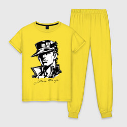 Пижама хлопковая женская Jotaro Kujo - anime ai art, цвет: желтый
