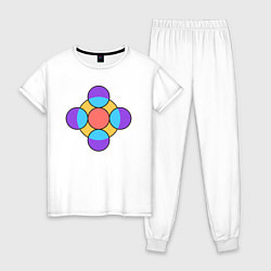 Пижама хлопковая женская Круги в кругах, цвет: белый