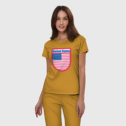 Пижама хлопковая женская United States, цвет: горчичный — фото 2