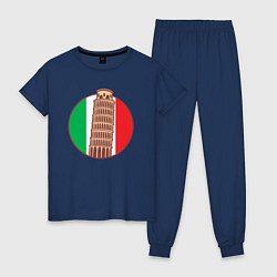 Пижама хлопковая женская Пизанская башня, цвет: тёмно-синий