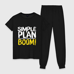 Пижама хлопковая женская Simple plan - boom, цвет: черный