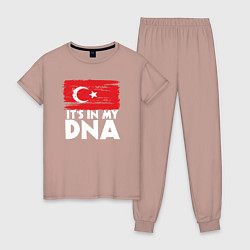 Пижама хлопковая женская Турция в ДНК, цвет: пыльно-розовый