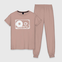 Пижама хлопковая женская Audio tape, цвет: пыльно-розовый
