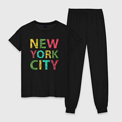 Пижама хлопковая женская New York city colors, цвет: черный