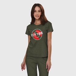 Пижама хлопковая женская New York seal, цвет: меланж-хаки — фото 2