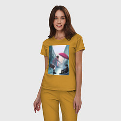 Пижама хлопковая женская Хиёри Ики Ято, цвет: горчичный — фото 2