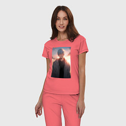 Пижама хлопковая женская Тэцуя Куроко, цвет: коралловый — фото 2