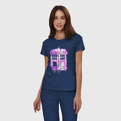 Пижама хлопковая женская Pink tardis, цвет: тёмно-синий — фото 2