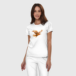 Пижама хлопковая женская Летящий орел и пейзаж, цвет: белый — фото 2