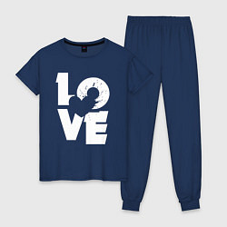 Пижама хлопковая женская Love heart, цвет: тёмно-синий