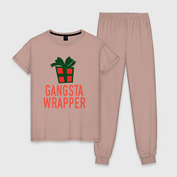 Пижама хлопковая женская Gangsta wrapper, цвет: пыльно-розовый