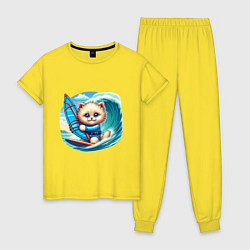 Женская пижама Котик и виндсерфинг