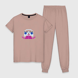 Пижама хлопковая женская Машина белая, цвет: пыльно-розовый