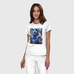 Пижама хлопковая женская Cyber cat - ai art fantasy, цвет: белый — фото 2