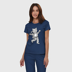 Пижама хлопковая женская Пёсик астронавт, цвет: тёмно-синий — фото 2
