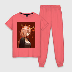 Пижама хлопковая женская Человек-бензопила Макима Общественная безопасность, цвет: коралловый