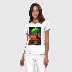 Пижама хлопковая женская Ван-Пис Зоро Ророноа мечник, цвет: белый — фото 2