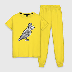 Пижама хлопковая женская Голубь почтарь, цвет: желтый