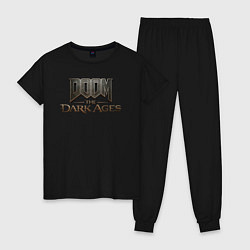 Пижама хлопковая женская Doom the dark ages logo, цвет: черный