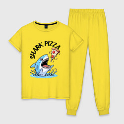 Пижама хлопковая женская Shark pizza - ai art fantasy, цвет: желтый