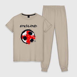 Пижама хлопковая женская Football England, цвет: миндальный