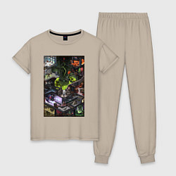 Пижама хлопковая женская Half life 1 - levels and bosses, цвет: миндальный