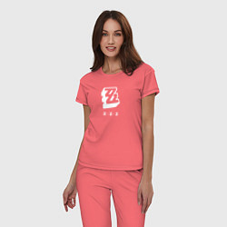 Пижама хлопковая женская Zenless Zone Zero logo, цвет: коралловый — фото 2