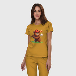 Пижама хлопковая женская Bear cub batter Baltimore Orioles - ai art, цвет: горчичный — фото 2