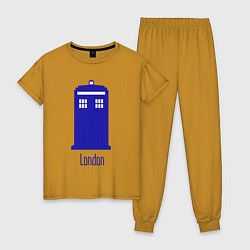 Пижама хлопковая женская Tardis - London, цвет: горчичный