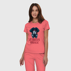 Пижама хлопковая женская Пиратская музыка, цвет: коралловый — фото 2