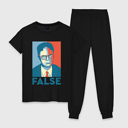 Пижама хлопковая женская Dwight false - офис, цвет: черный